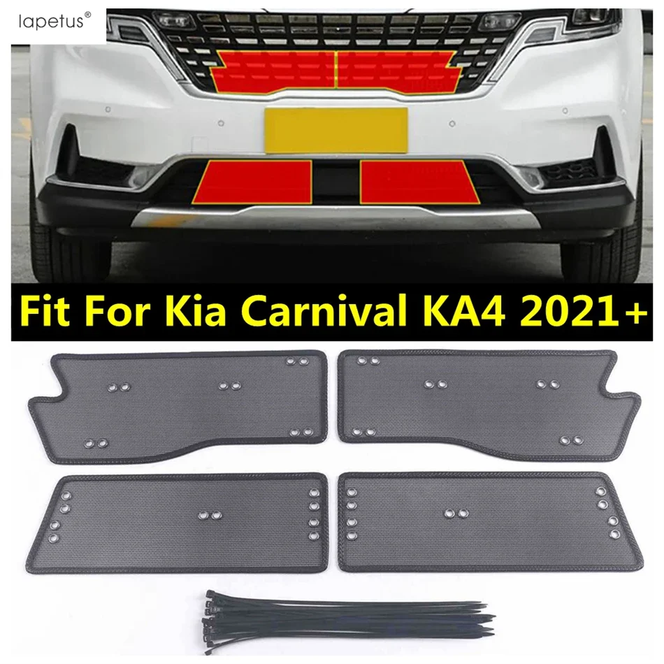 YUNV Front Grille for Kia Carnival KA4 2021-2024 Mesh Guard Exterior Front Bumper Mesh Guard Exterior Replacement Accessories In