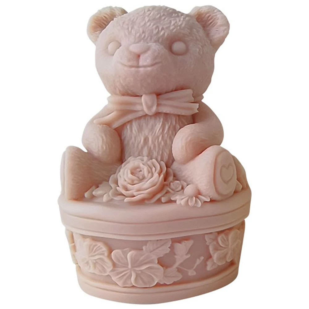 

Teddy Bear Aromatherapy Candle Mold Cute Gift Decorative Base Bear Gypsum Ornament Silicone Mold Making Tools Handmade Fragrance