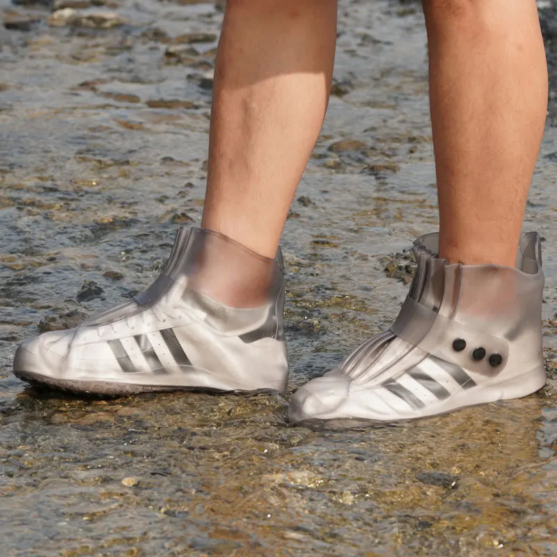 أغطية أحذية المطر المضادة للانزلاق، أحذية PVC شفافة مع حزام للرجال والنساء، كالوشات مقاومة للماء للجنسين مقاس 35-45 #2