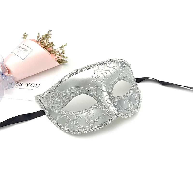 Halloween Black Silver Sexy Half Face Blindfold Mask for Halloween Party Costume Ball Bar Party Carnival Night Masquerade Masks