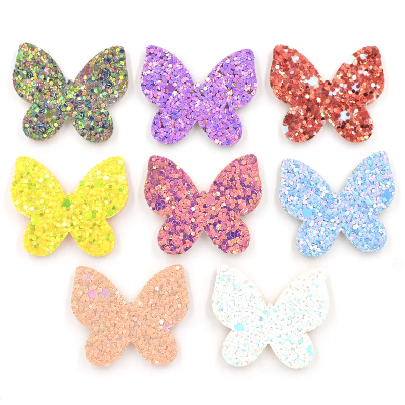 16Pcs Bling Paillette Fabric Padded Appliques Glitter Butterfly Patches for Craft Clothes DIY Hair Bow Decor Akcesoria