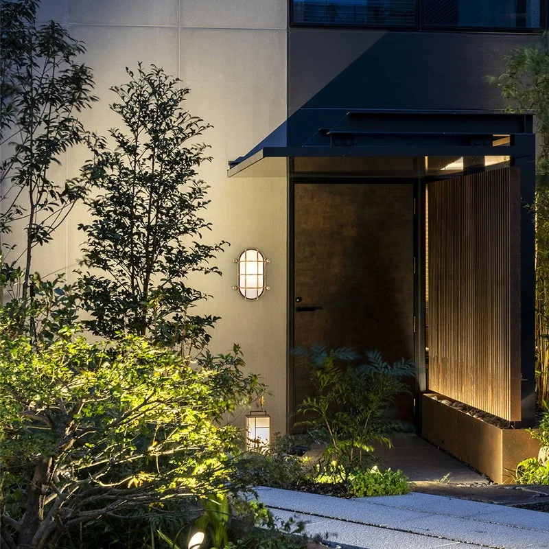 Minimalist Brass Glass Wall Lamps Outdoor Waterproof Loft Industrial Style Courtyard Homestay Restaurant Cafe Indoor Wall Lights