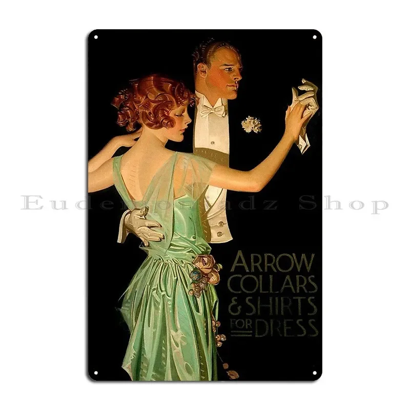 Couple Dancing Arrow Collars Ad 1923 J C Leyendecker Metal Signs Wall Decor Bar Cave Print Vintage Vintage Tin Sign Poster