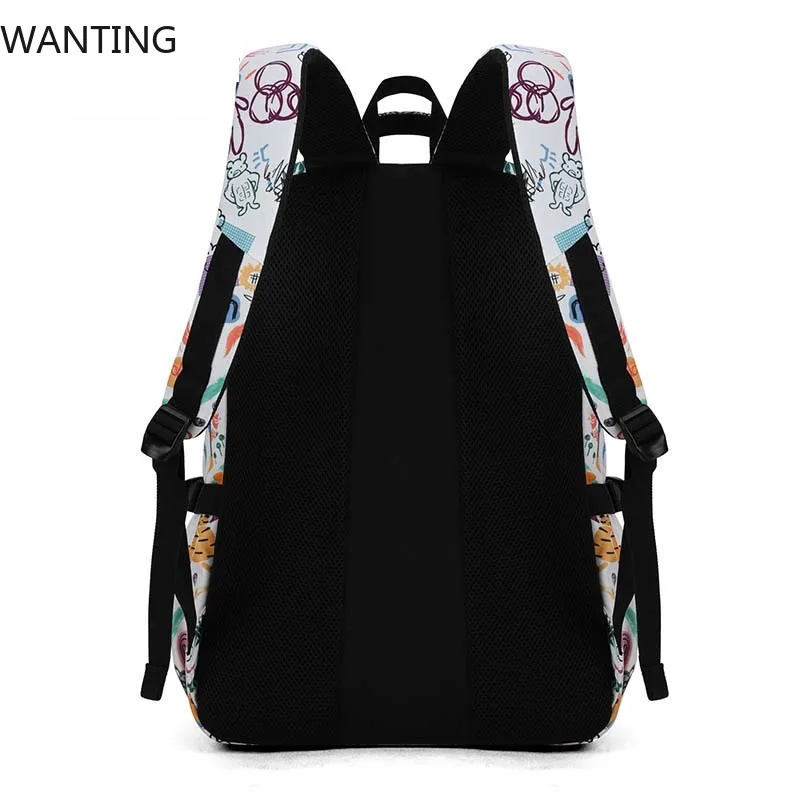 Zaino con spalle stampate alla moda per donna Zaino da viaggio impermeabile di grande capacità Zaino per studenti adolescenti Zaini per laptop