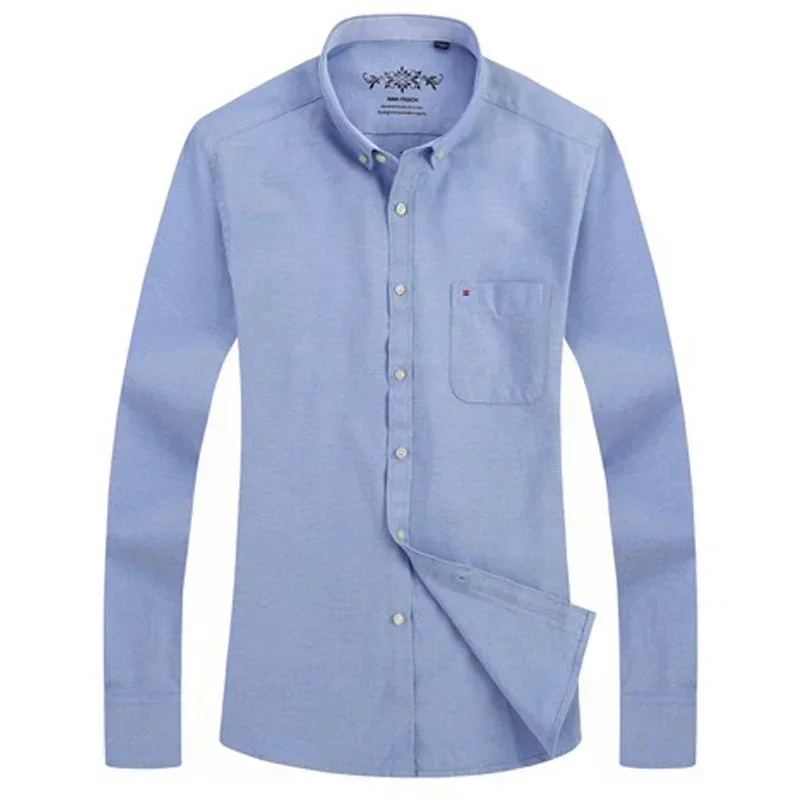 Chemise à manches longues à carreaux Oxford pour hommes, chemises et chemisiers de travail, vêtements de créateurs, col boutonné, rayé, décontracté,