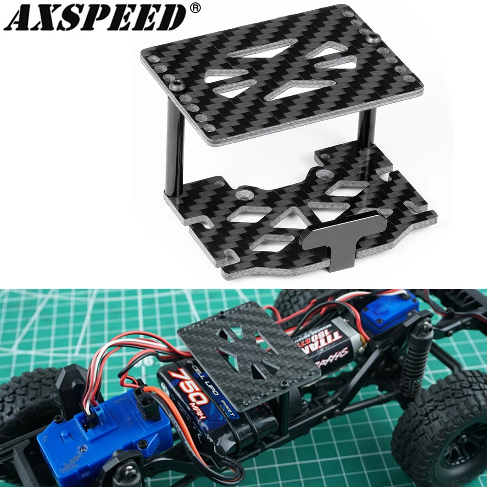 AXSPEED Aluminum Alloy Battery Tray Mounting Plate ESC Holder Single/Double Layer for TRX4M 1/18 RC Crawler Car Upgrade Parts