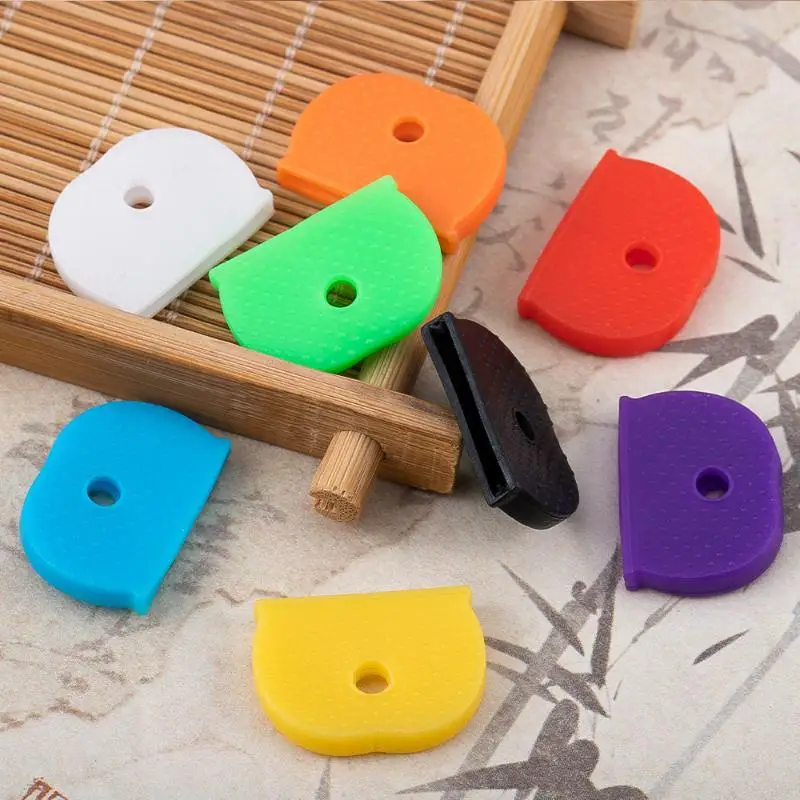 PVC Key Protective Covers 10/24/32Pcs Random Color Wear-Resistant Key Caps for DIY Key Sorting Office School Daily Use