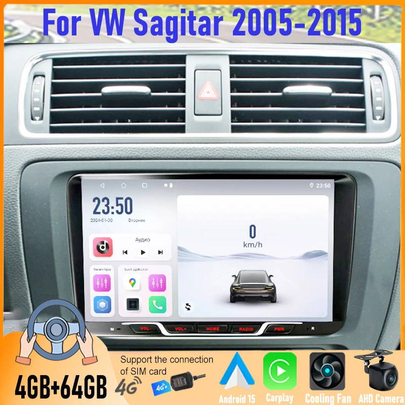 

9" Android Touch Screen Car Stereo For VW Sagitar 2005-15 GPS Navigation BT WiFi Apple Carplay Multimedia Audio Player Head Unit
