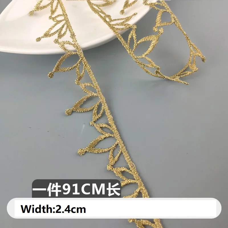 5 Yards Gold Embroidery Flower Lace Trim Knitting Wedding DIY Handmade Classic Style Patchwork Ribbon Sewing Supplies Craft