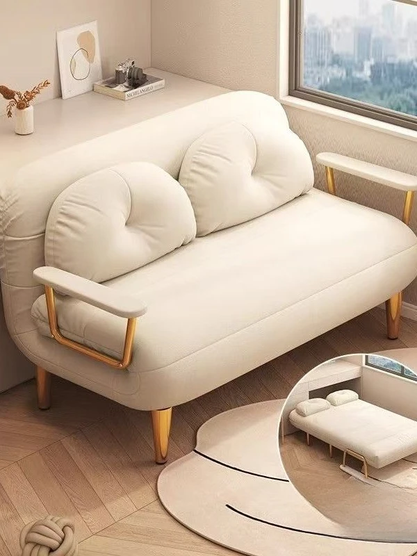 Foldable, sofa bed, cream, small apartment, balcony, living room, multi-function, retractable