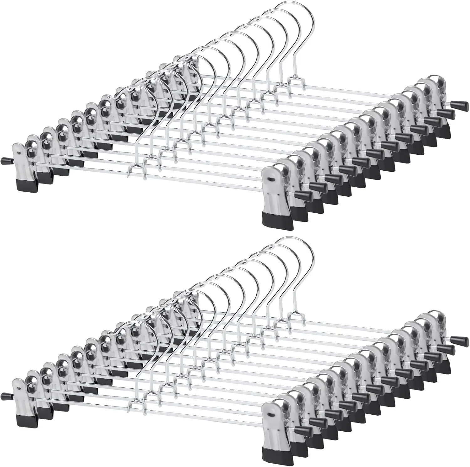 30 Pack Slim Space-Saving Pants Hangers with Clips, Non-Slip Rubber Tips for Men Women Jeans Shorts Organizer