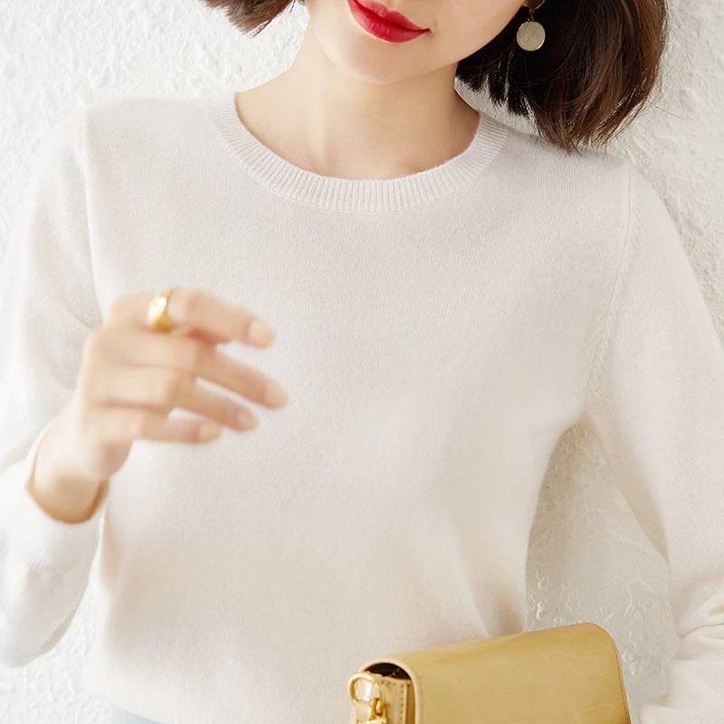 2025 Neue Damen-Kamerer-Strickwaren rund Ne Long Sve ort Sle Color Wollpullover Warm Commute Faion Strickoberteil