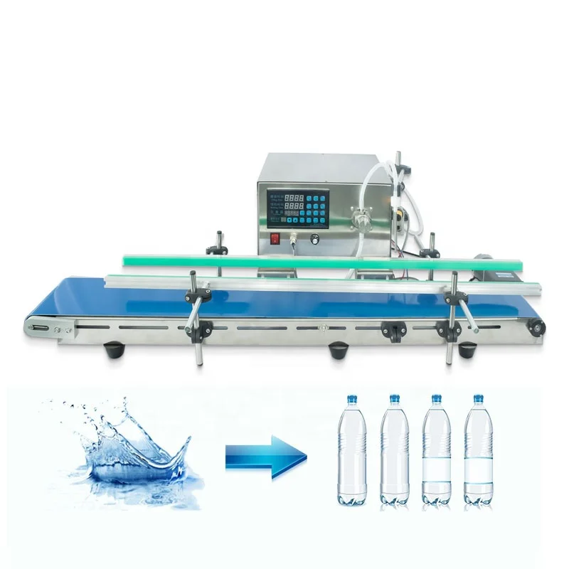 

Semi-automatic multi-head assembly line beverage filling machine with conveyor