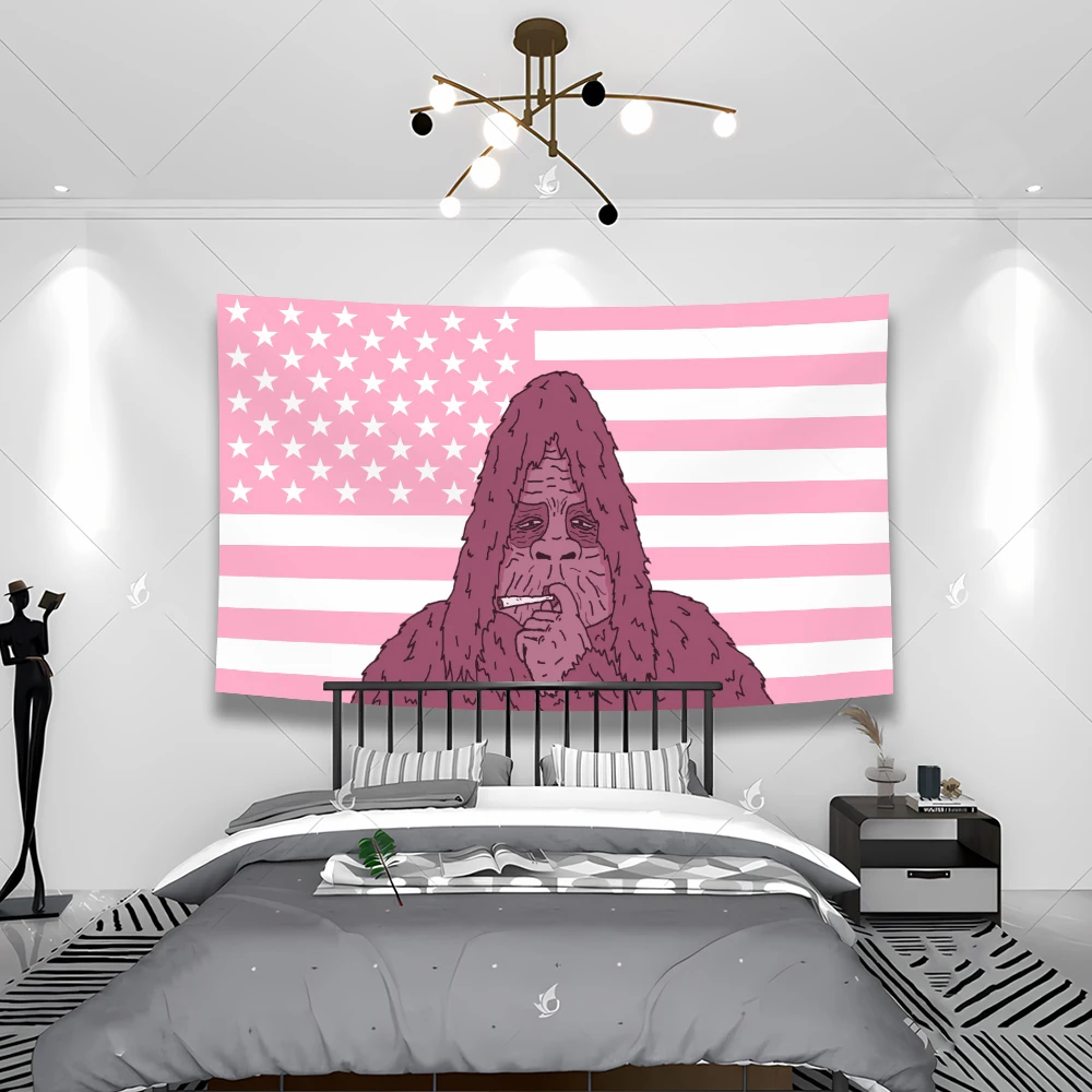 Various colors of American flags, smoking gorillas, funny tapestries, room decorations bohemian decor wall tapestry