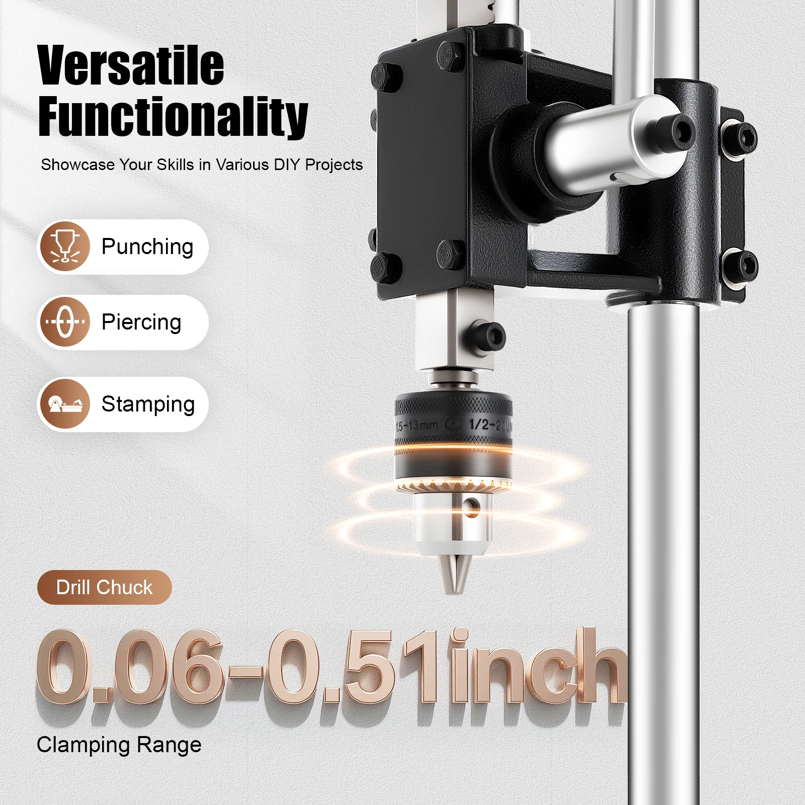 Adjustable Manual Press Puncher, Leather Manual Presses Machine Punching Pronging with M12 Screw Hole, Labor Saving