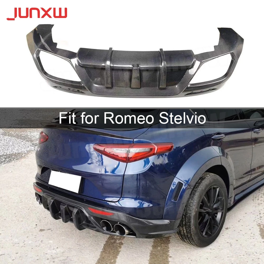 

Carbon fiber Rear Diffuser For Alfa Romeo Stelvio 2017 2018 2019 FRP Fins Shark Style Skid Plate Car Bumper Guard Car Styling