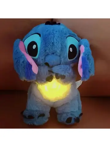 Kawaii Stitch Plush Doll Baby Sleeping Companion Sound Soothing Musical  Kawaii With Air Bag and Light Doll Breathing Toys Gifts
