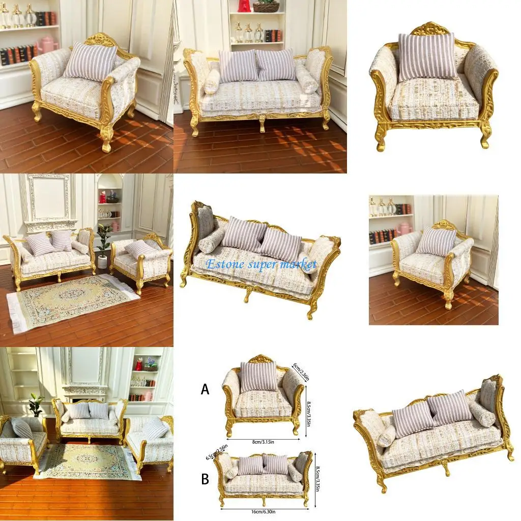 

090b 1/12 Шкала Миниатюрный отдельный диван для кукол спальня современная деревянная мебель