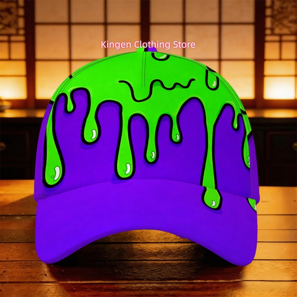 1pc Neon Slime Drip Baseball Cap Adjustable Lightweight Gardening Urban Fashion Fishing Vacation Patterned Cap Christmas Gift Fa