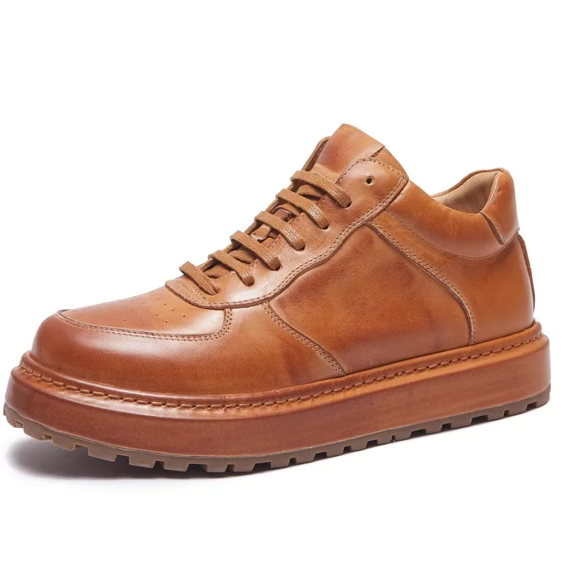 

Новые оксфорды в британском стиле на толстой подошве, мужские туфли из натуральной кожи, повседневные модные дышащие высокие спортивные мужские кроссовки на плоской подошве