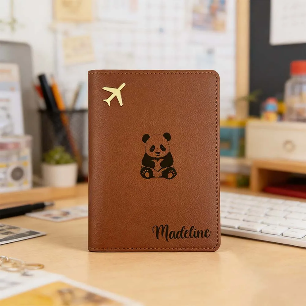 1pc Personalized Name Passport Cover Dad Gift Custom Engraved Leather Passport Wallet Personalized Design