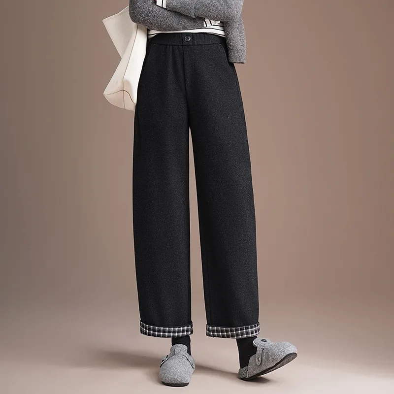 

Woolen Thickened Pants for Women, and Winter, Elegant and Fashionable Casual Pants, Stylish Slim-Fit Straight-Le
