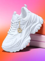 Chaussures décontractées pour femmes, baskets à plateforme 7 cm, légères et respirantes en EVA, style Dad Shoes blanc, grandes tailles, chaussures de sport, Sun Chain 1