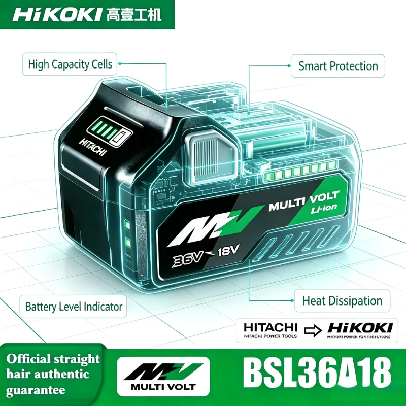 Original 5.0Ah Multi Volt Lithium Battery  BSL36B18 Compatible Hitachi HiKOKI Circular Saw, Zero Memory Effect Support Charging