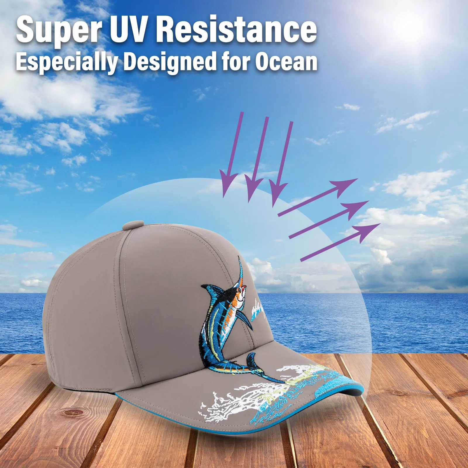 Gorra de pesca transpirable ajustable con bordado - imagen 2