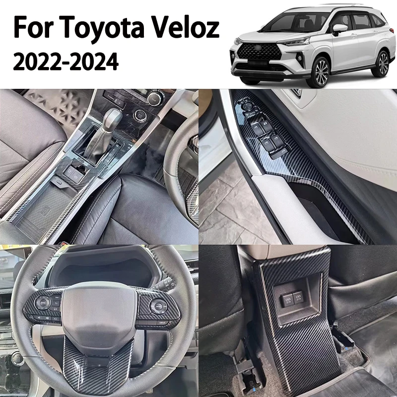 

For Toyota Veloz 2022-2024 ABS Carbon Fiber Rear Air Outlet Cover Inner Handle Frame AC Switch Trim Strip Decoration Accessories