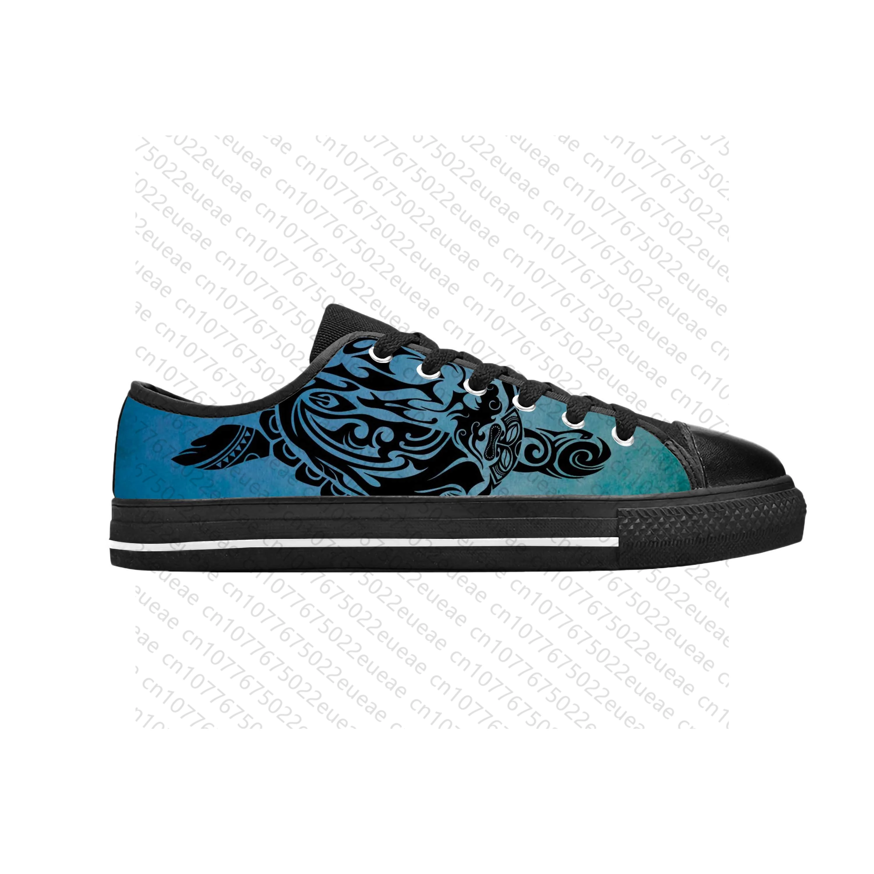 Hot Ocean Hawaiian Animal Tribal Sea Turtle Tattoo Casual Cloth Shoes Low Top Comfortable Breathable 3D Print Men Women Sneakers