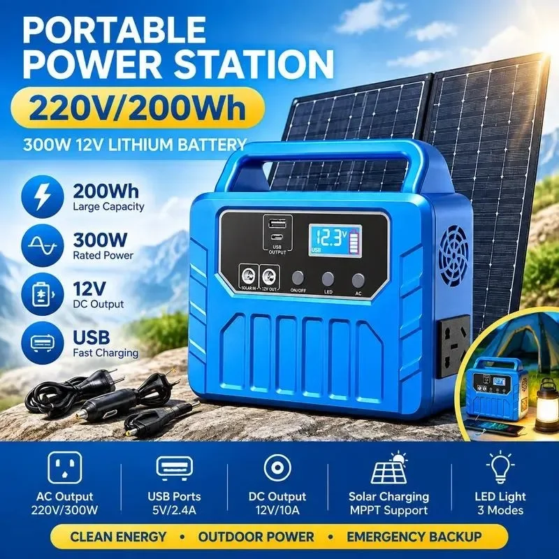 [NEW]  for 220V 110V Outdoor Mobile Power Supply 300W Photovoltaic Charging Energy Storage Camping Portable Battery
