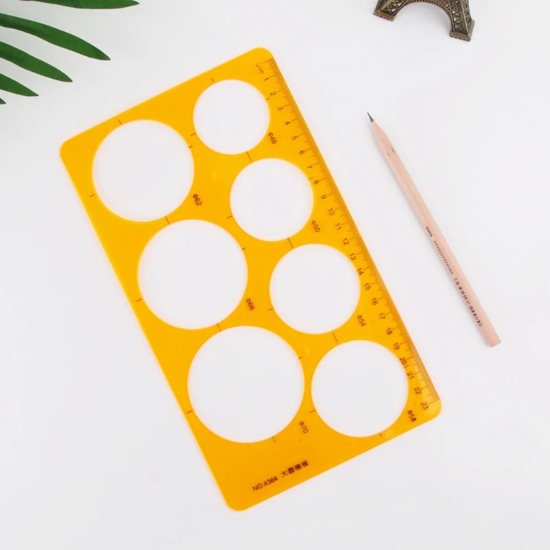 K Resin Round Geometric Template Ruler Stencil Drawing Measuring Tool Students 594A
