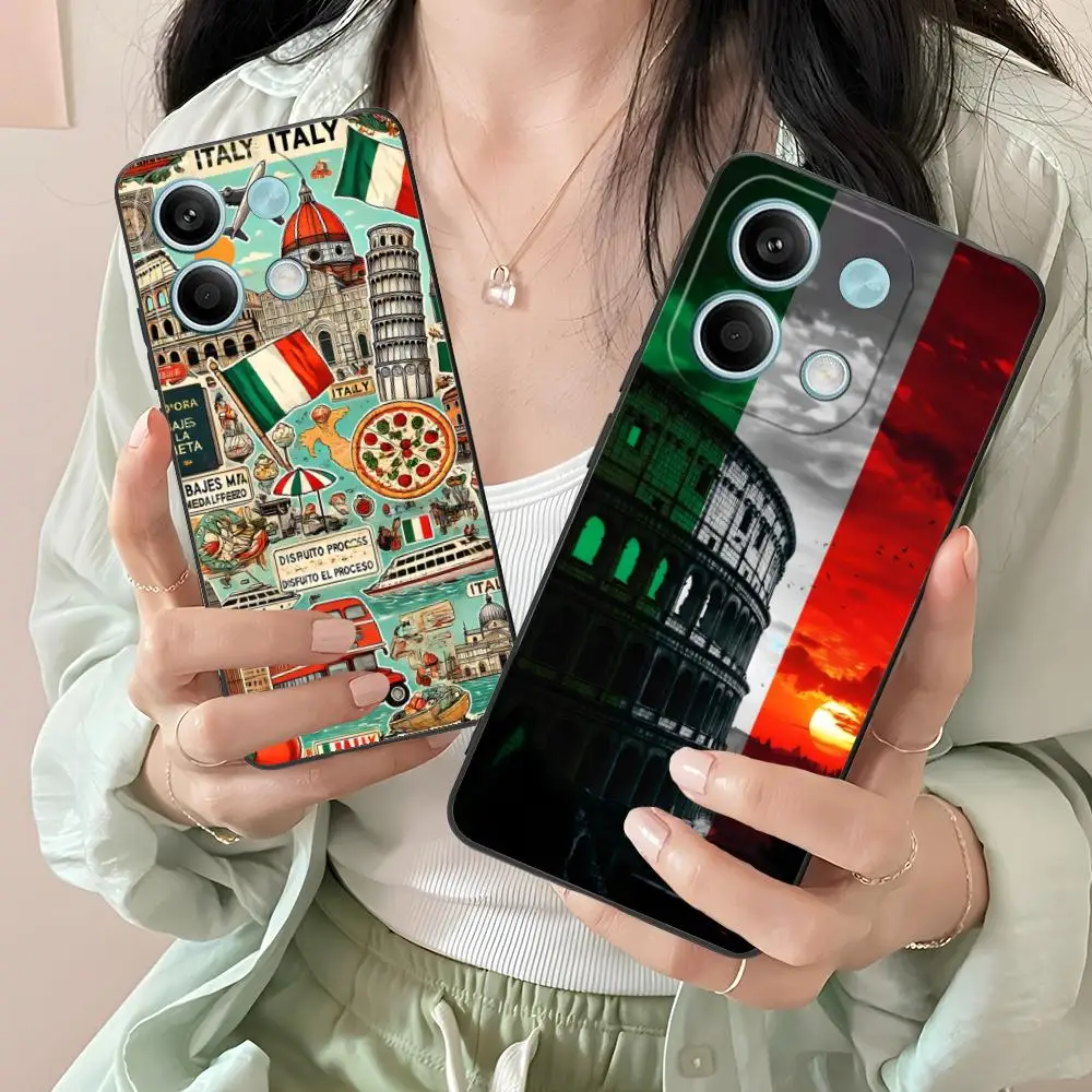 إيطاليا العلم المحمول قضية الهاتف الخليوي ل Xiaomi Redmi ملاحظة 14 13 12 11 S برو زائد 4G 5G الملونة الطباعة غطاء غطاء فاخر #5