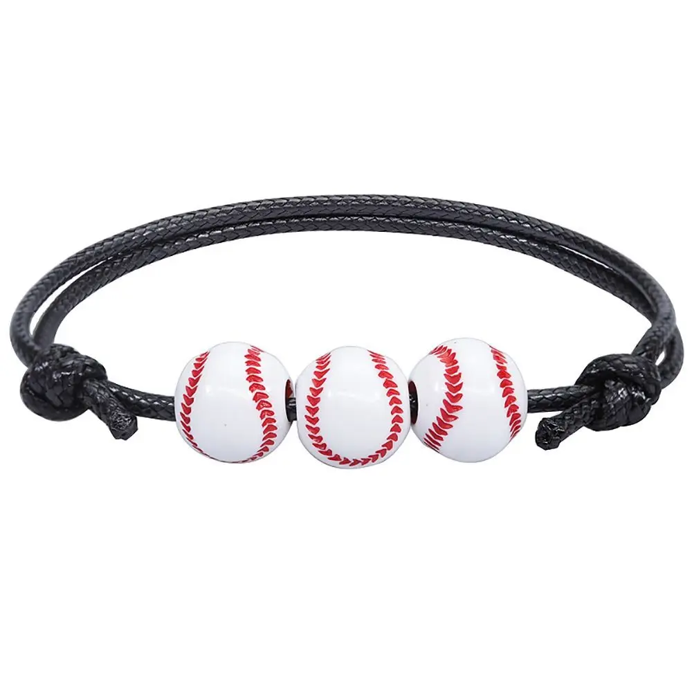 Handmade Basketball Baseball Bracelet Volleyball Resin Wax Line Woven Bracelet Korean Style Jewelry Accessories Rugby Bracelet
