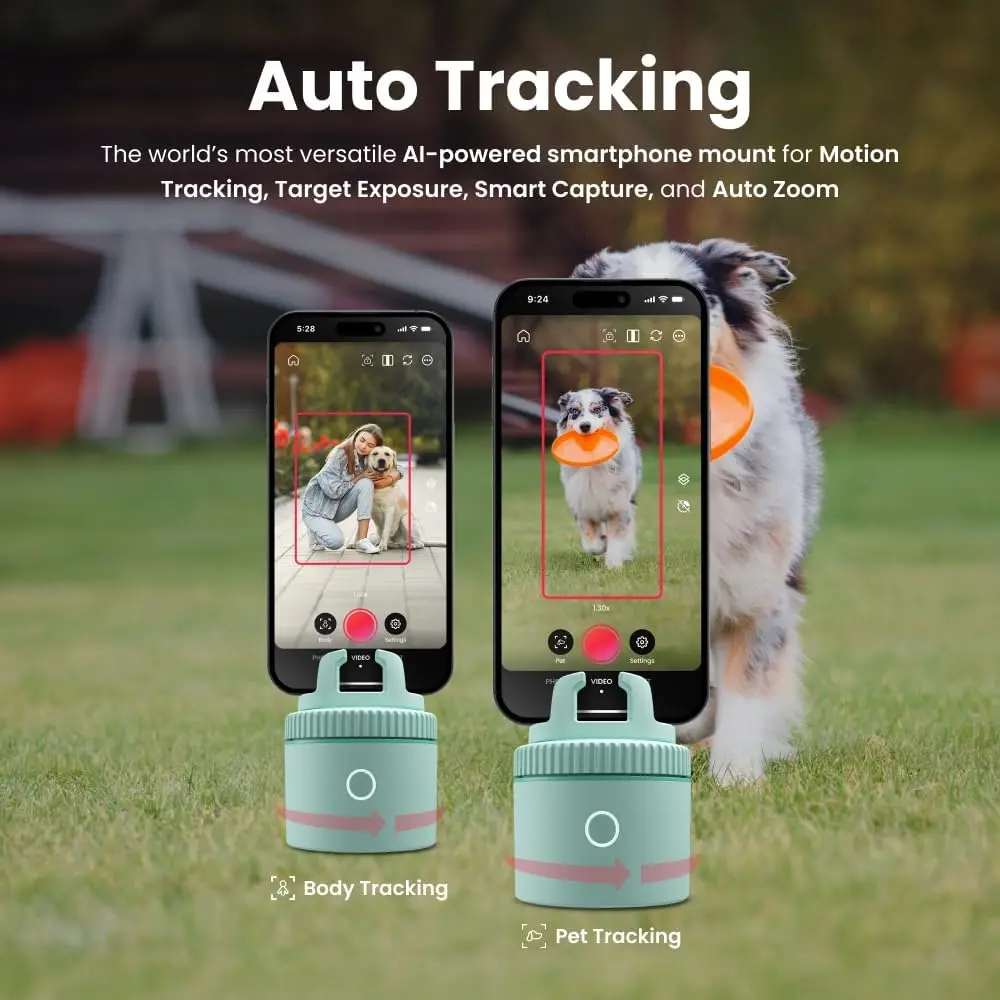 Lite Pack Auto Pet, Face and Body Tracking, Ai-Powered 360° Rotation Smartphone Holder, Four-Legged Pet Training Content Creator