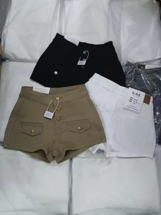 Vintage Summer Denim Shorts Multi Button High Waist Hotpants Slim Fitted Hip Hugger Shorts Butt Lifting Jean Short Casual