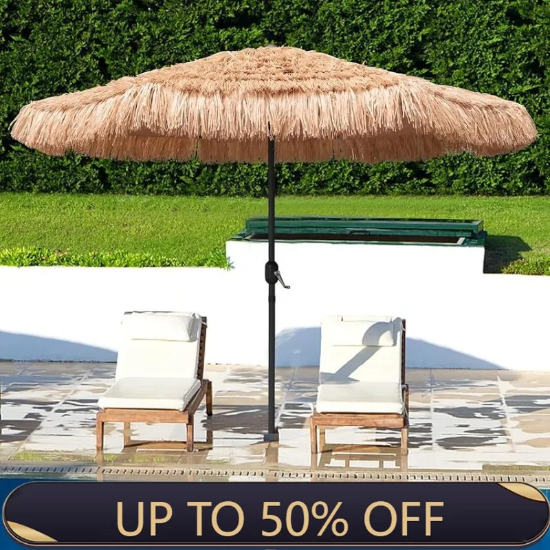 Outdoor Beach Umbrella Large Foldable Garden Pool Patio Beach Umbrella Simulated Thatched Sunshade Umbrellas Backyard Holidays