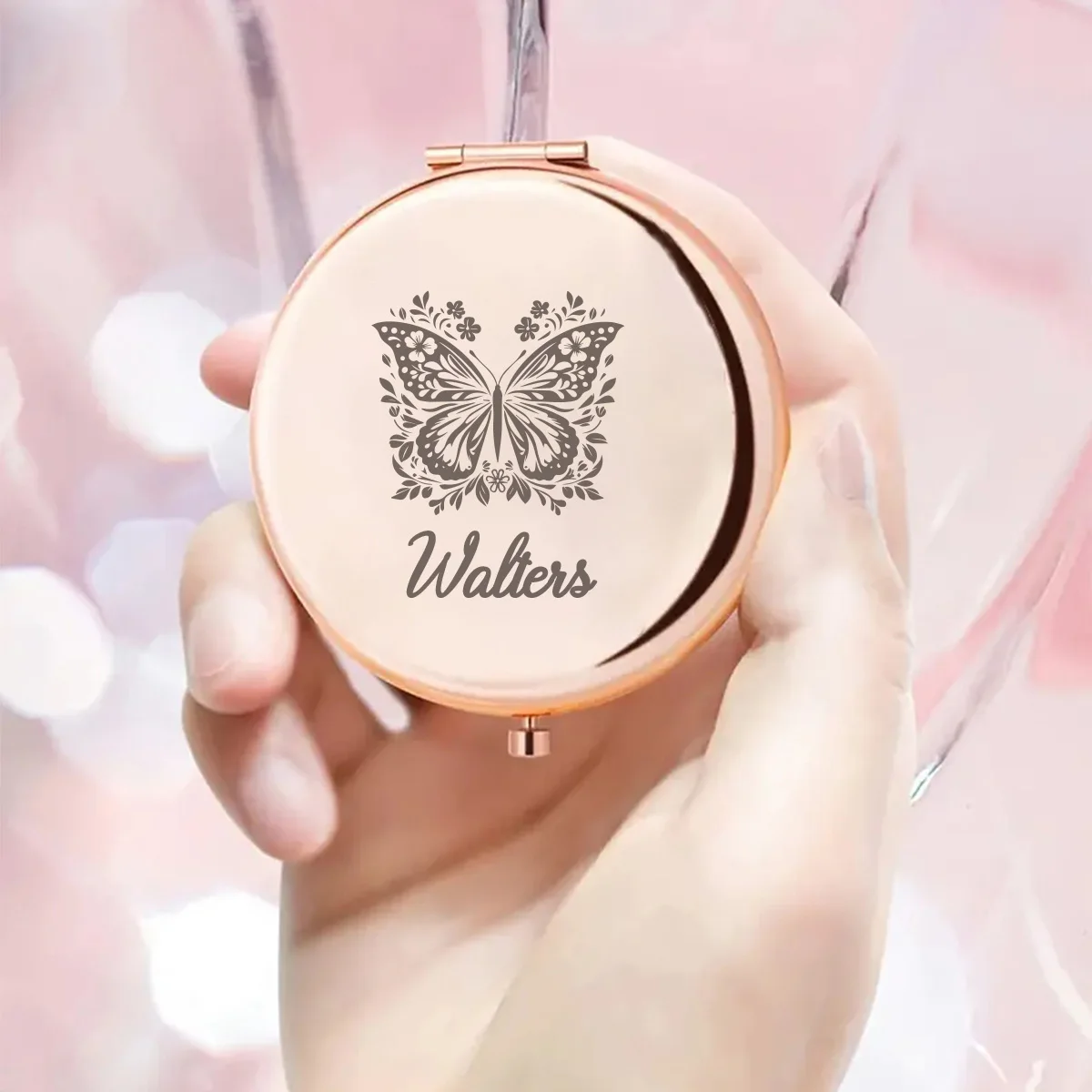 1pc Creative Beautiful butterfly Customized Name Mirror With Name Makeup Mirror Folding Mirror Anniversary gifts