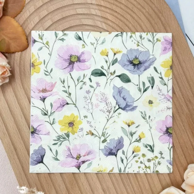 20pcs 33 * 33cm 2Ply Flower Theme Colorful Napkins Table Atmosphere Decoration DIY Decoupage Paper