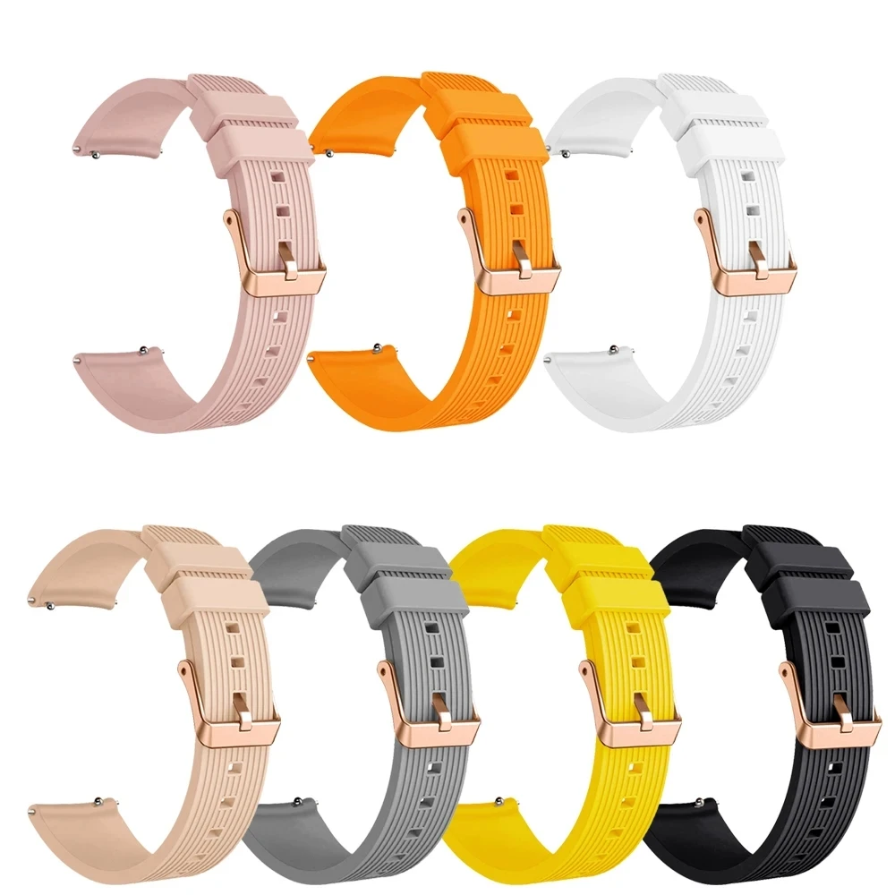 Silicone 20mm Strap For Samsung Galaxy Watch 6/5/4/3 Active 2 40 44mm Watchband Bracelet Galaxy Watch 42mm Rose Gold Buckle Belt