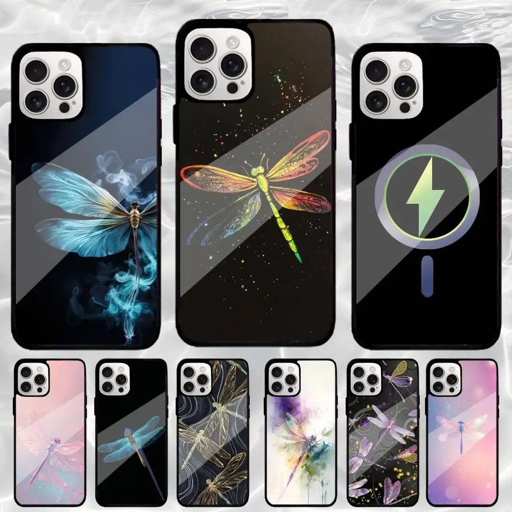 

Animal Art Dragonfly Phone Case For iPhone17,16,15,14,13,12,11 Plus,Pro Max Magnetic Magsafe Wireless Charging