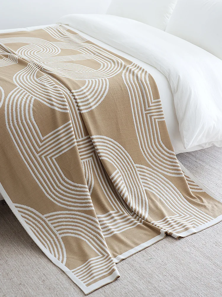 Nordic Geometric Knitted Blanket for Beds Modern Simplicity Sofa Cover Luxury Throw Blanket Home Decor Bed End Towel Soft Shawl