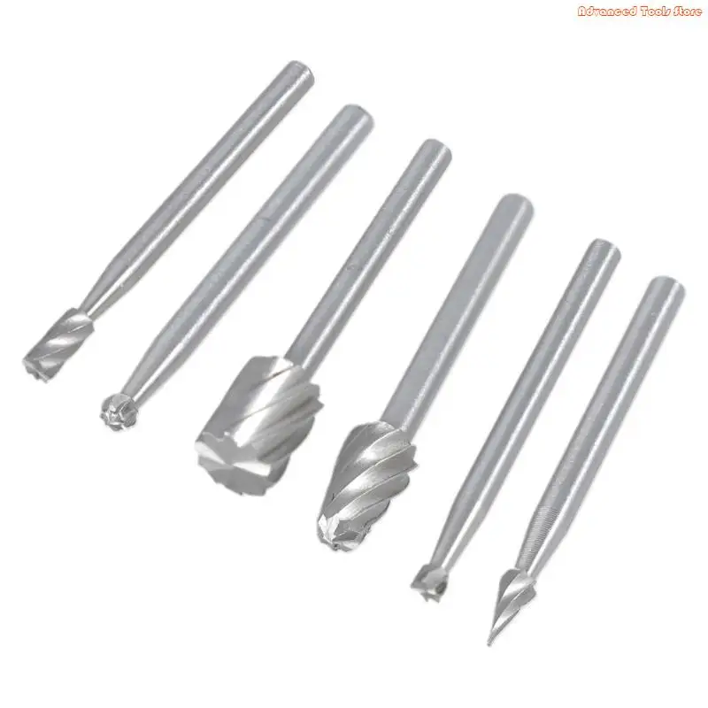 6pcs HSS Routing Router Grinding Bits Burr For Rotary Tool for Mini New W91B