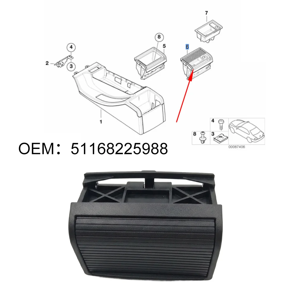 Rear Center Console Storage Box For BMW E46 3 Series 1998-2006 Replace 51168225988 Black ABS Plastic Armrest Organizer Bin