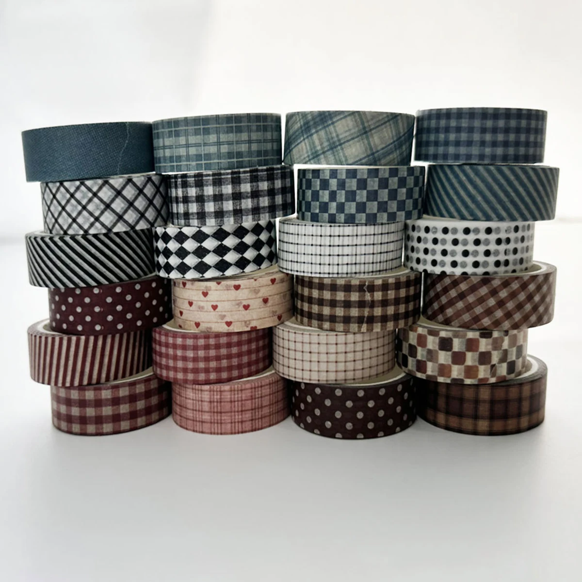 Plaid Washi Tape Set, 6 Rolls Aesthetic Grid & Polka Dot Decorative Tapes for Journal Scrapbooking DIY Crafts & Planner image 5