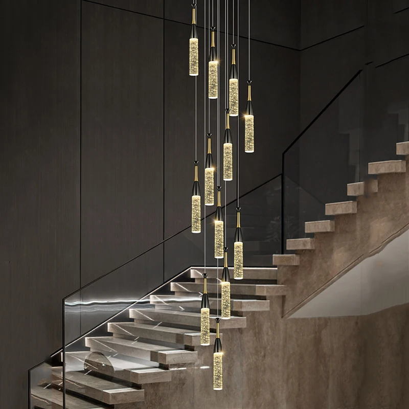 

Nordic style home decoration staircase crystal chandelier living room, bedroom and dining room LED chandelier ceiling lamp indoo