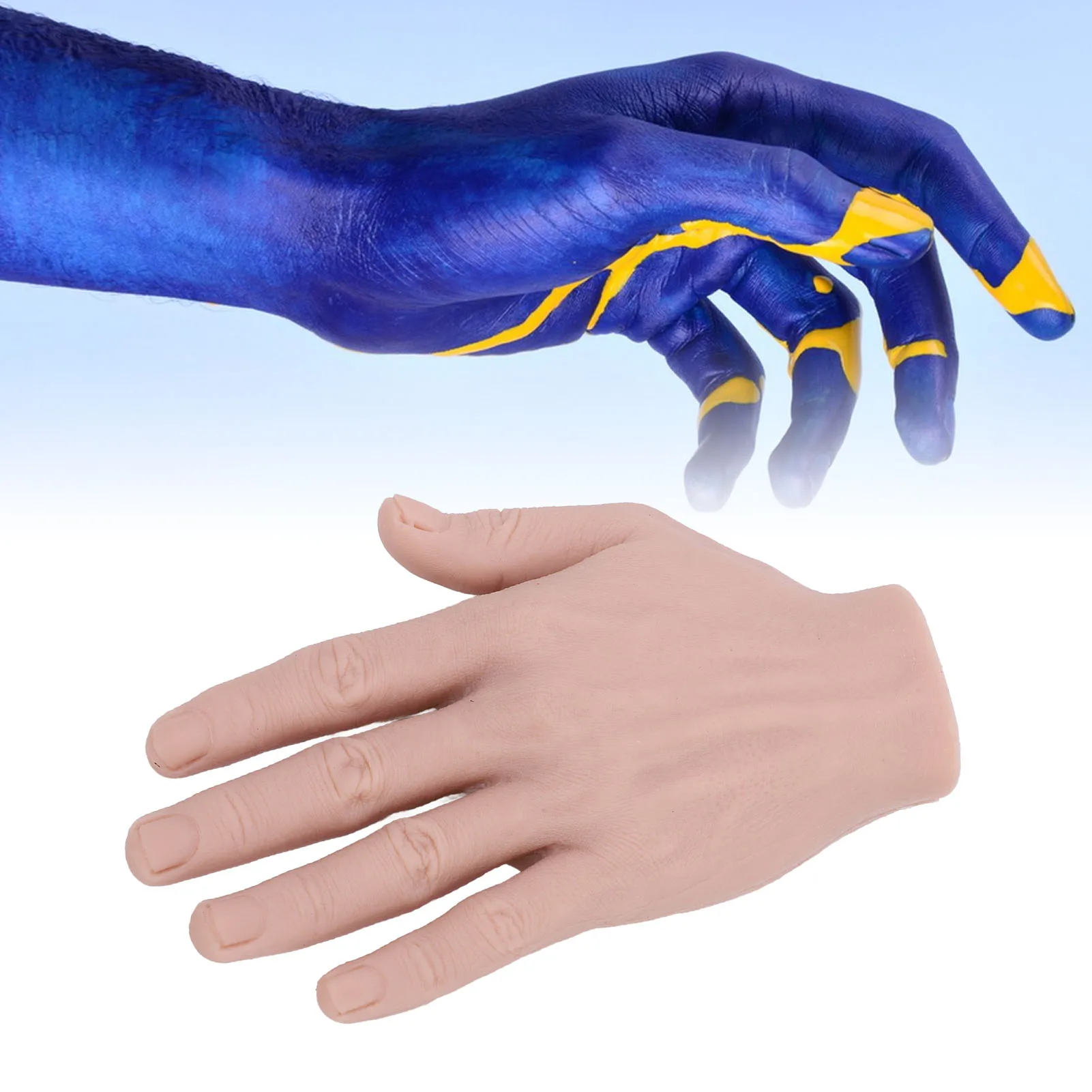 ZK40 Modello di mano maschile in silicone Simulazione riutilizzabile Modello di mano artificiale in silicone Mano artificiale pieghevole per oggetti di scena del festival