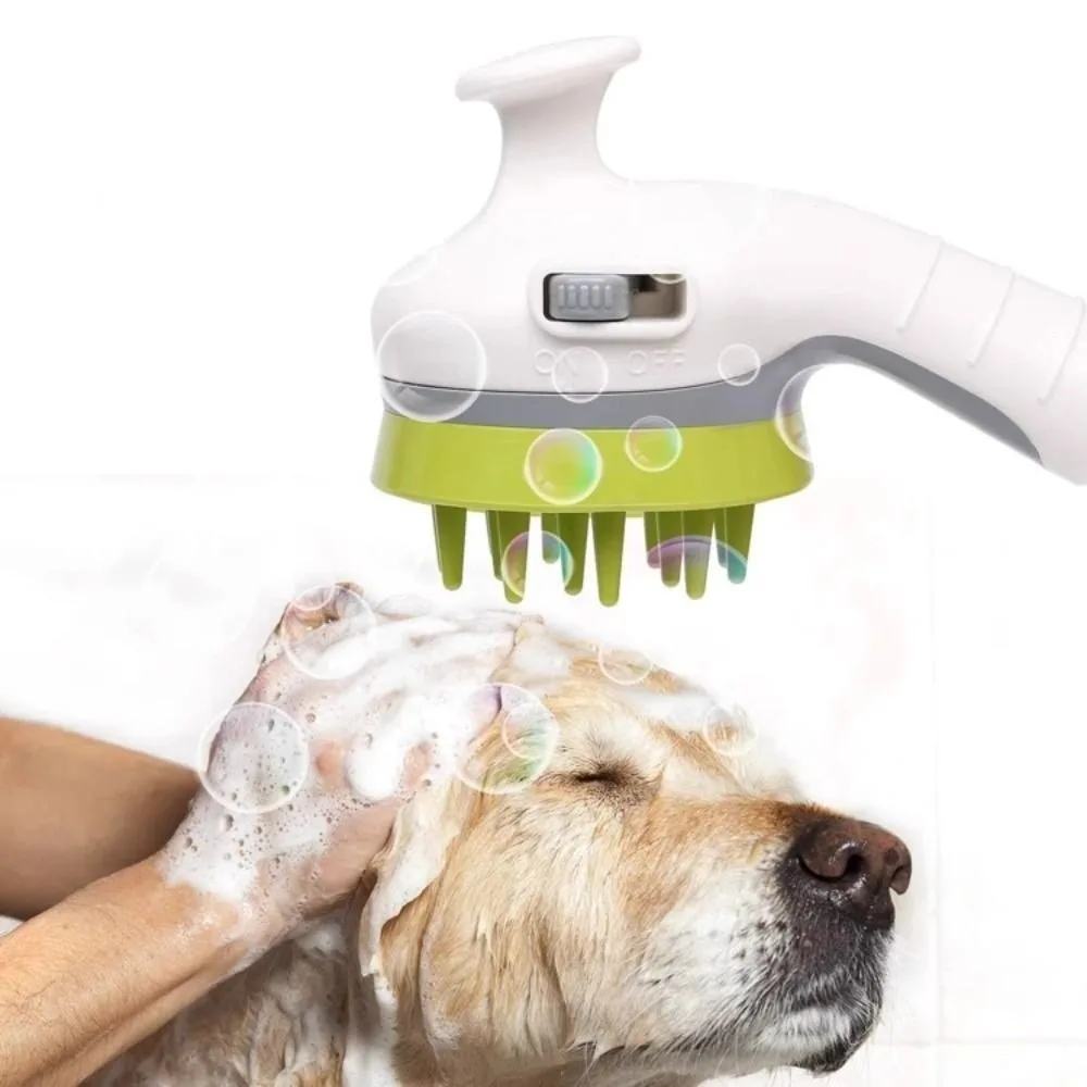 Pressure Boosting Pet Shower Sprayer with Massage Brush Comfortable Dog Wash Sprayer Hairs Brush Bath Tool Professional Cleaning