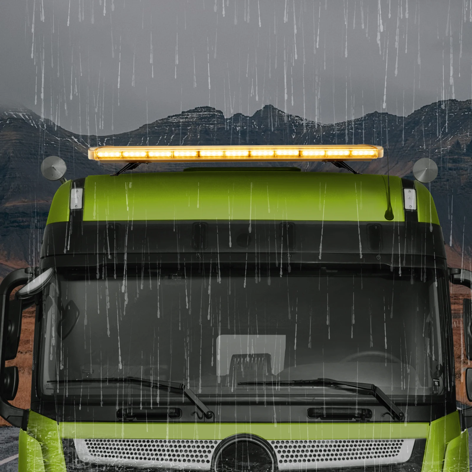 High-Visibility 96LED 360° Safety Strobe Light Bar, 16 Flash Modes+Remote Control, IP65 Waterproof, Yellow Emergency Warning